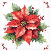 Guardanapo de Papel Decoupage 33x33 Natal Festive Poinsettia White 33320960
