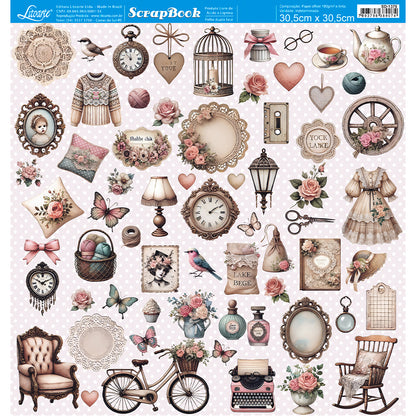Papel Scrapbook Litoarte SD-1378 Conjunto Aconchego 30,5x30,5cm