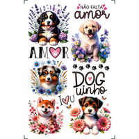 Transfer de Imagem 9,8x15cm TIS-066 Tag Cachorros e Flores