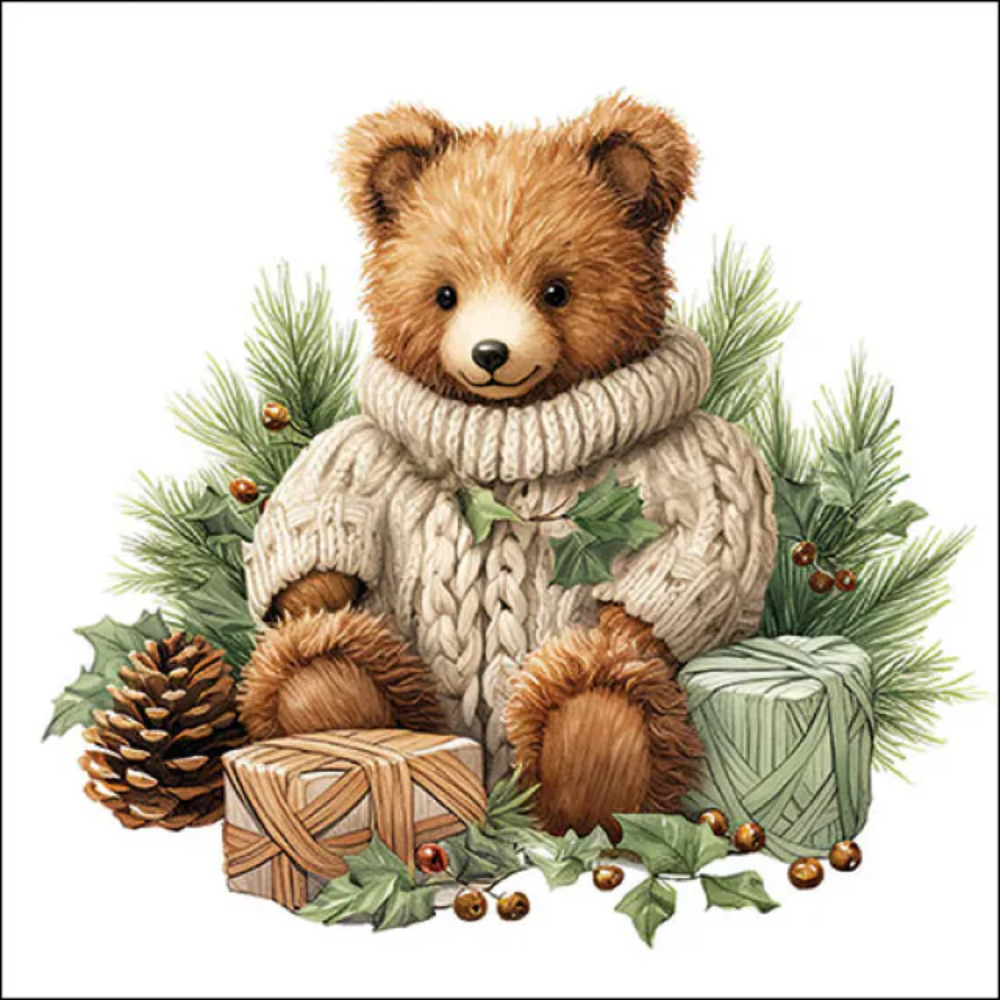Guardanapo de Papel Decoupage 33x33 33320110 Natal Cuddle Bear