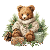 Guardanapo de Papel Decoupage 33x33 33320110 Natal Cuddle Bear
