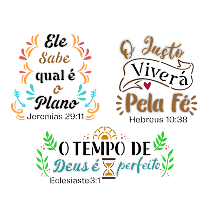 Stencil OPA 20x25 3749 Religião Frases O Tempo de Deus