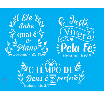 Stencil OPA 20x25 3749 Religião Frases O Tempo de Deus