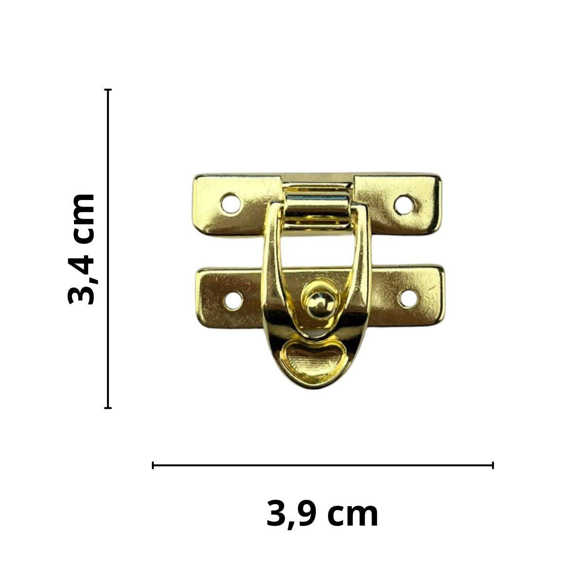 Fecho Alavanca de Encaixe G em Metal Dourado 3,9x3,4cm Kit com 2 peças - Palácio da Arte