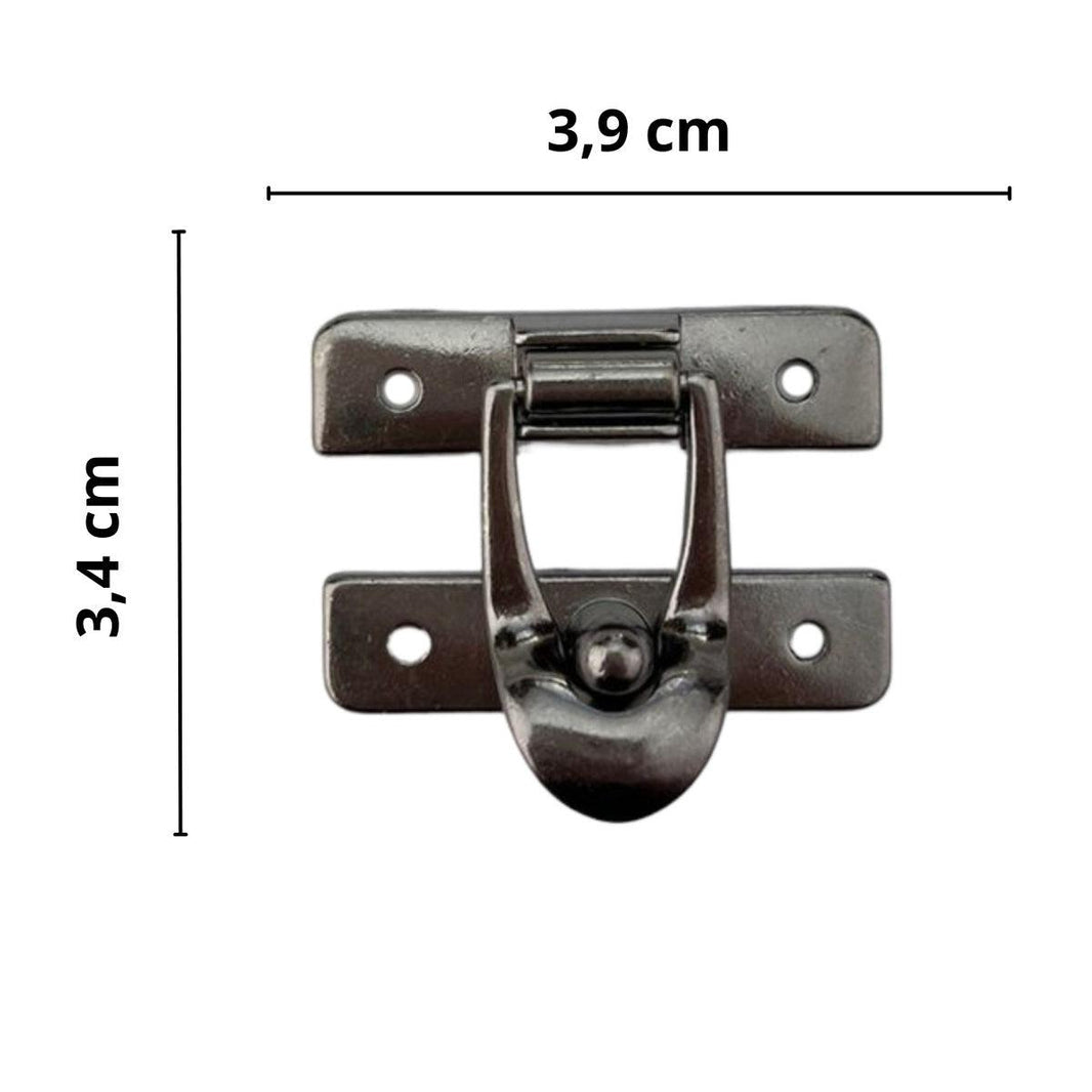 Fecho Alavanca de Encaixe G em Metal Grafite 3,9x3,4cm Kit com 2 peças - Palácio da Arte