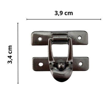 Fecho Alavanca de Encaixe G em Metal Grafite 3,9x3,4cm Kit com 2 peças - Palácio da Arte