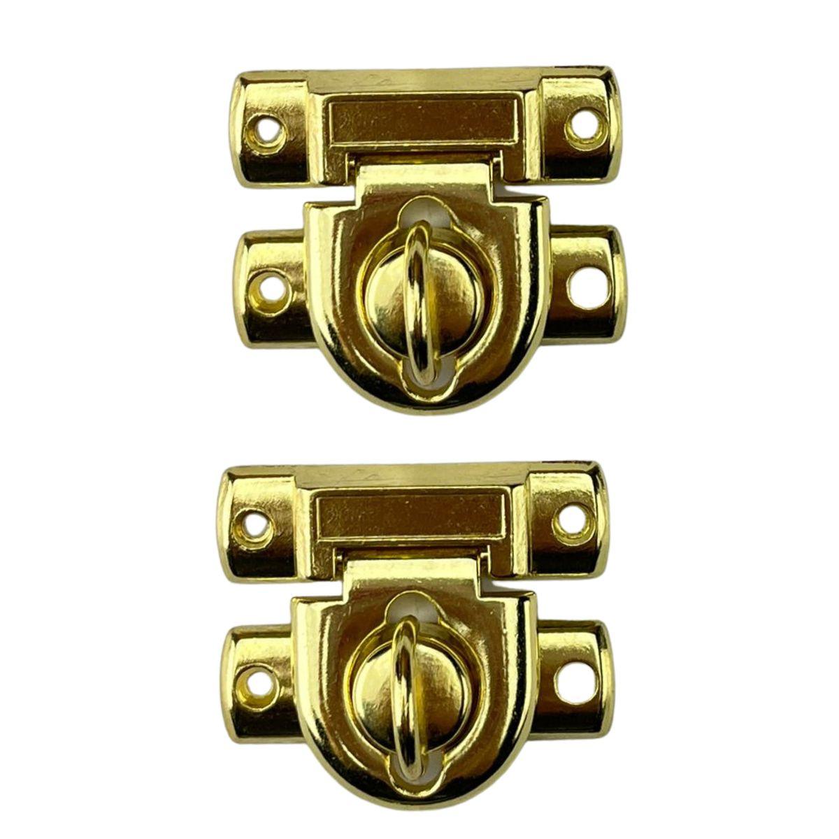 Fecho Cadeado G em Metal Dourado 4,1x3,4cm Kit com 2 peças - Palácio da Arte