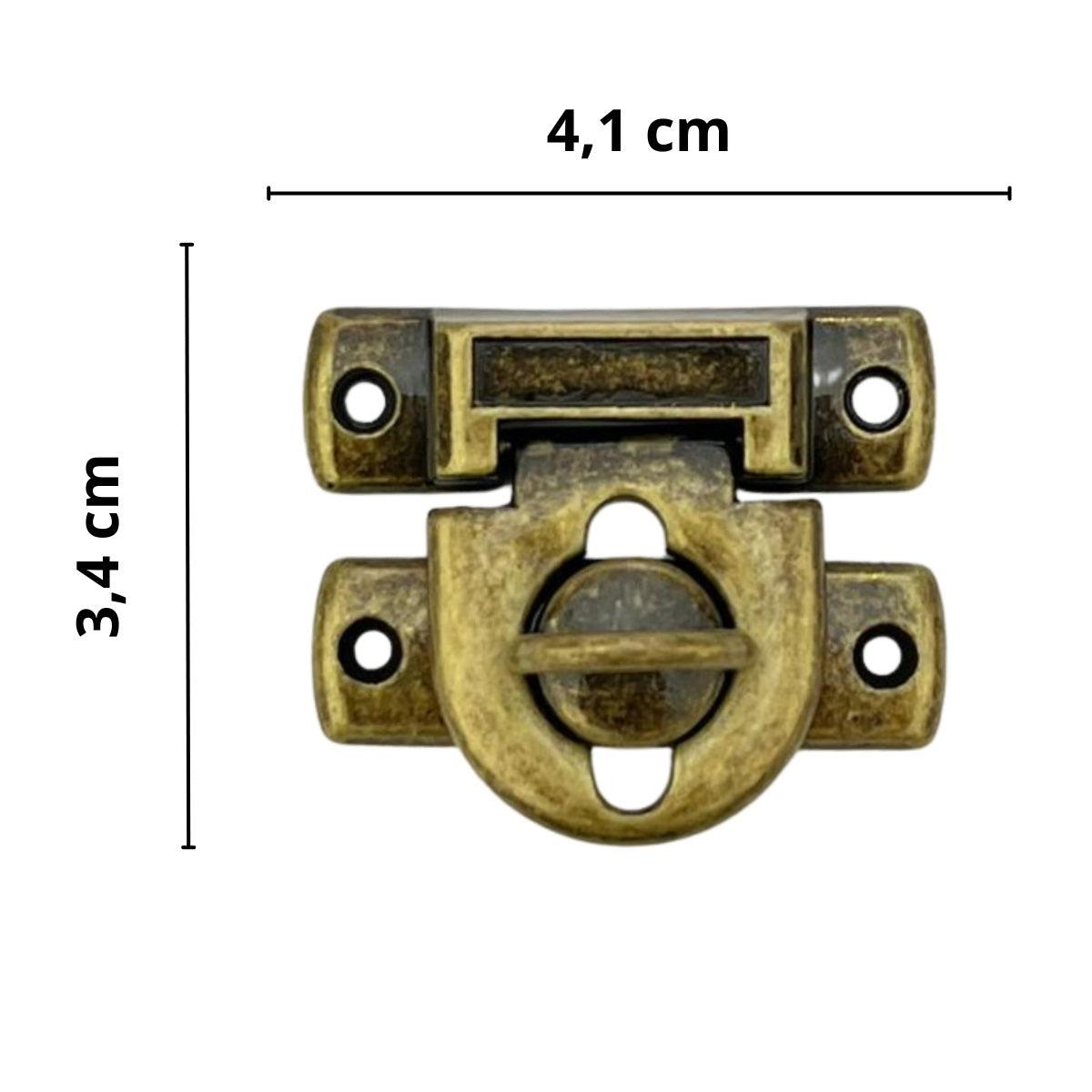 Fecho Cadeado G em Metal Ouro Velho 4,1x3,4cm Kit com 2 peças - Palácio da Arte