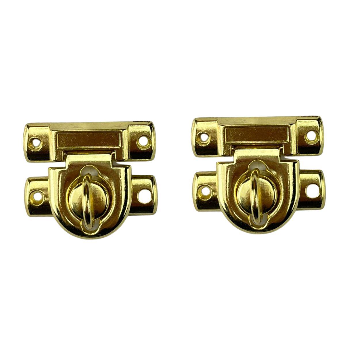 Fecho Cadeado P em Metal Dourado 2,7x2,4cm Kit com 2 peças - Palácio da Arte