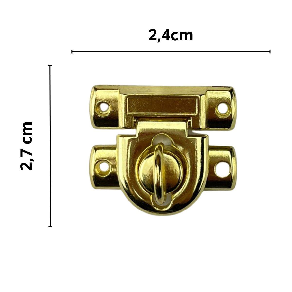 Fecho Cadeado P em Metal Dourado 2,7x2,4cm Kit com 2 peças - Palácio da Arte