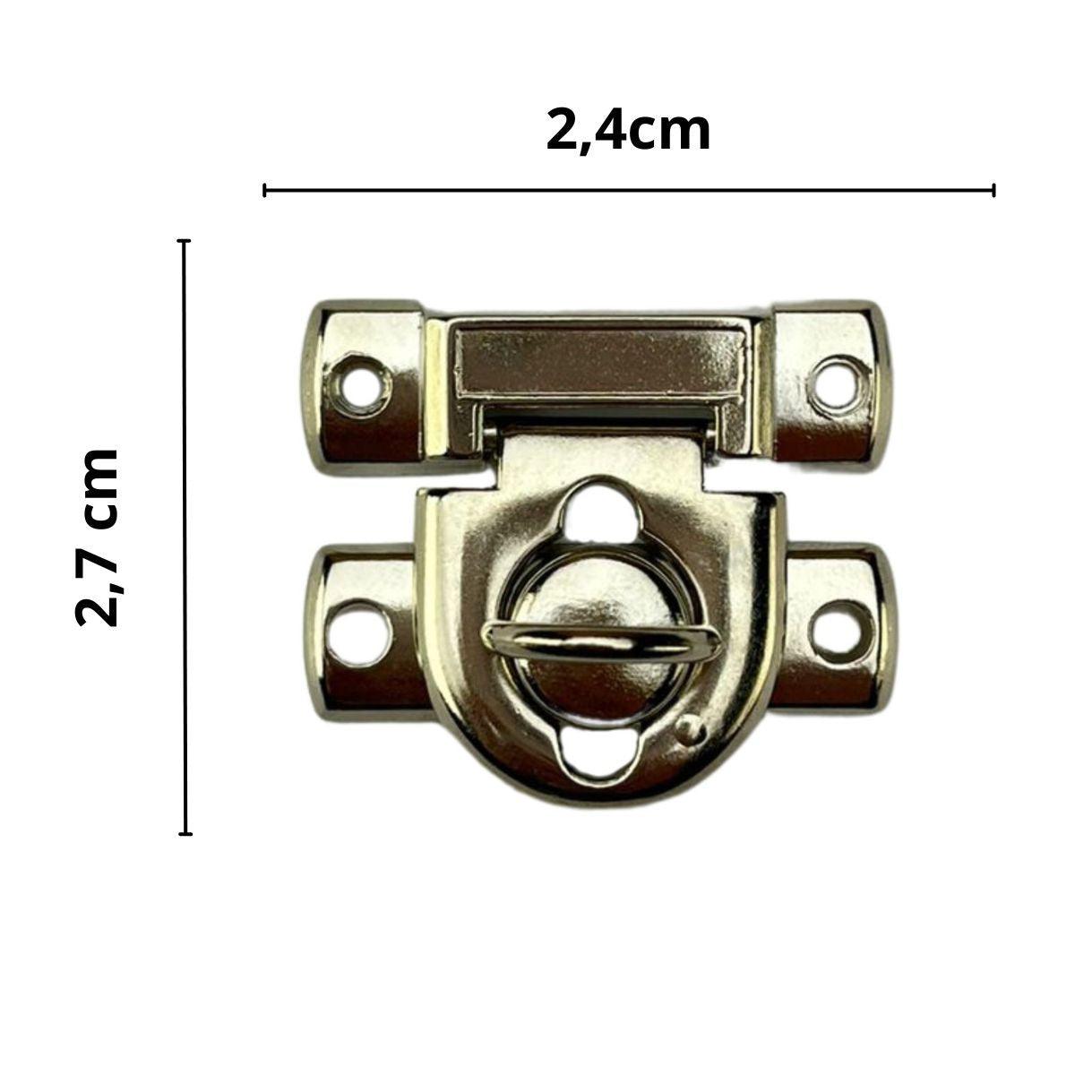 Fecho Cadeado P em Metal Niquel 2,7x2,4cm Kit com 2 peças - Palácio da Arte