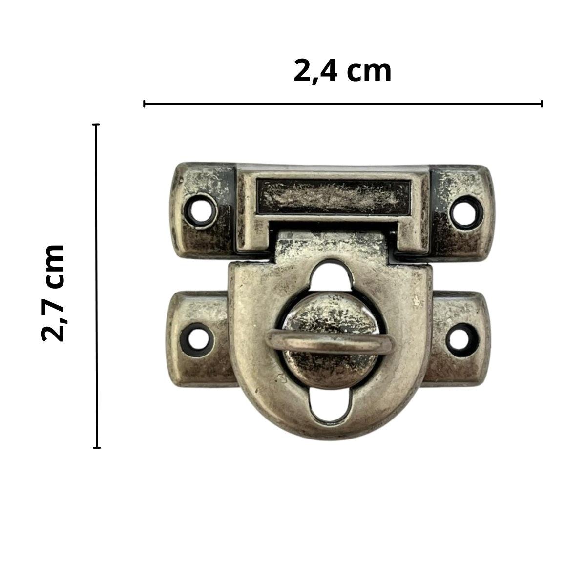 Fecho Cadeado P em Metal Prata Velha 2,7x2,4cm Kit com 2 peças - Palácio da Arte