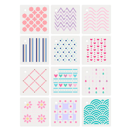 Kit Mini Stencil Litoarte STMI-036 4,5cm Estamparia 12 peças