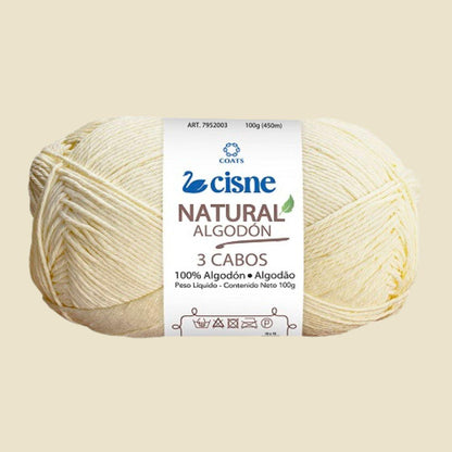 Fio Cisne Natural Algodón 3 Cabos 100g com 432 metros - Palácio da Arte