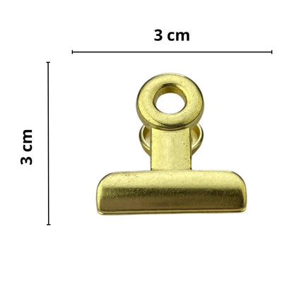 Fixador Presilha em Metal Dourado 3x3cm Kit com 2 peças - Palácio da Arte