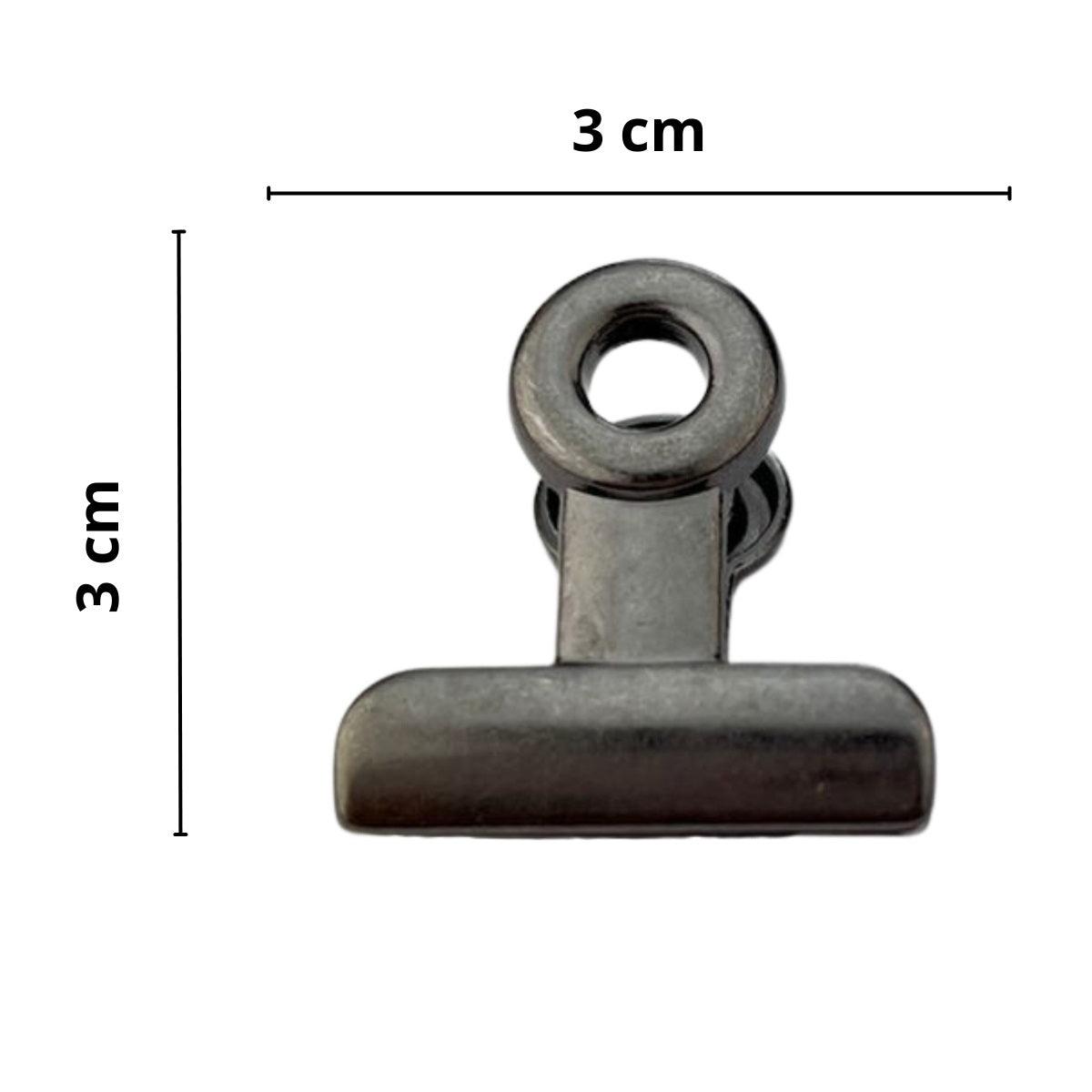 Fixador Presilha em Metal Grafite 3x3cm Kit com 2 peças - Palácio da Arte