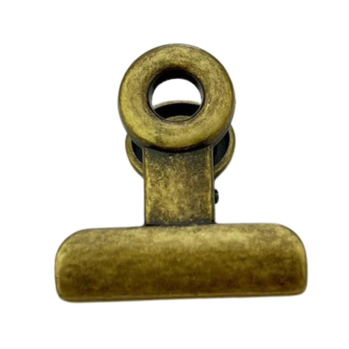 Fixador Presilha em Metal Ouro Velho 3x3cm Kit com 2 peças - Palácio da Arte