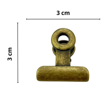 Fixador Presilha em Metal Ouro Velho 3x3cm Kit com 2 peças - Palácio da Arte