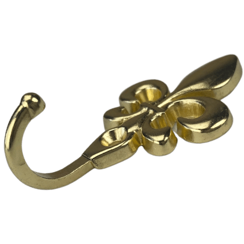 Gancho Flor de Lis em Metal Dourado 5,1x2,9x1,9cm Kit com 4 peças - Palácio da Arte