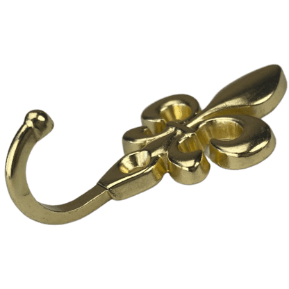 Gancho Flor de Lis em Metal Dourado 5,1x2,9x1,9cm Kit com 4 peças - Palácio da Arte