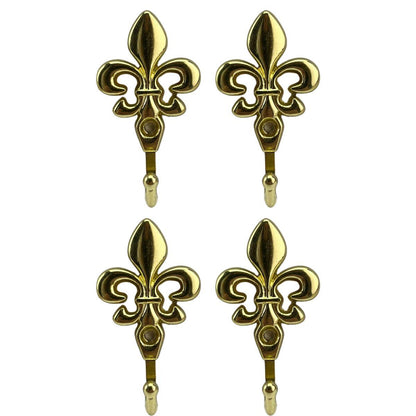 Gancho Flor de Lis em Metal Dourado 5,1x2,9x1,9cm Kit com 4 peças - Palácio da Arte