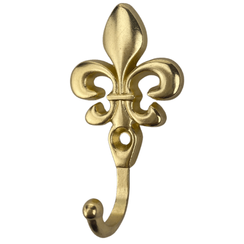 Gancho Flor de Lis em Metal Dourado 5,1x2,9x1,9cm Kit com 4 peças - Palácio da Arte