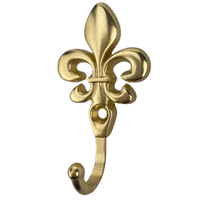 Gancho Flor de Lis em Metal Dourado 5,1x2,9x1,9cm Kit com 4 peças - Palácio da Arte