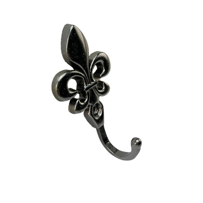 Gancho Flor de Lis em Metal Grafite 5,1x2,9x1,9cm Kit com 4 peças - Palácio da Arte