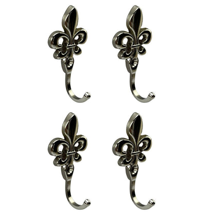 Gancho Flor de Lis em Metal Niquel 5,1x2,9x1,9cm Kit com 4 peças - Palácio da Arte