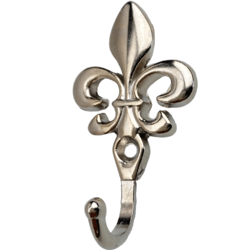 Gancho Flor de Lis em Metal Niquel 5,1x2,9x1,9cm Kit com 4 peças - Palácio da Arte