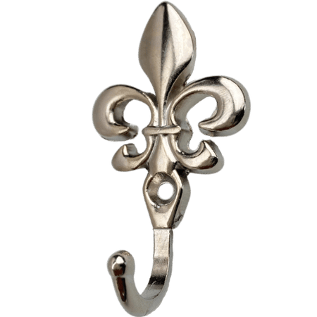 Gancho Flor de Lis em Metal Niquel 5,1x2,9x1,9cm Kit com 4 peças - Palácio da Arte
