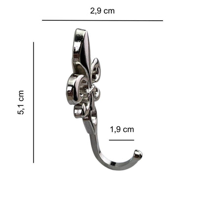 Gancho Flor de Lis em Metal Niquel 5,1x2,9x1,9cm Kit com 4 peças - Palácio da Arte