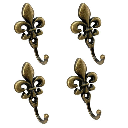 Gancho Flor de Lis em Metal Ouro Velho 5,1x2,9x1,9cm Kit com 4 peças - Palácio da Arte
