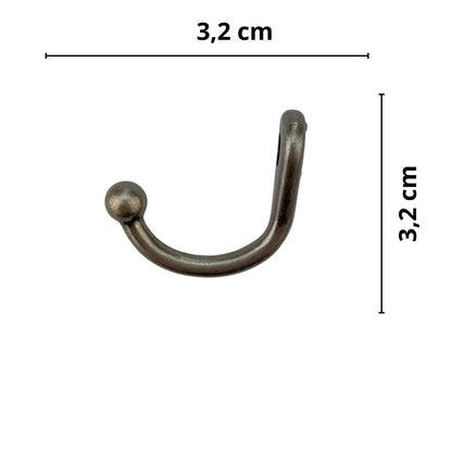 Gancho Simples G em Metal Prata Velha 3,2x3,2cm Kit com 4 peças - Palácio da Arte