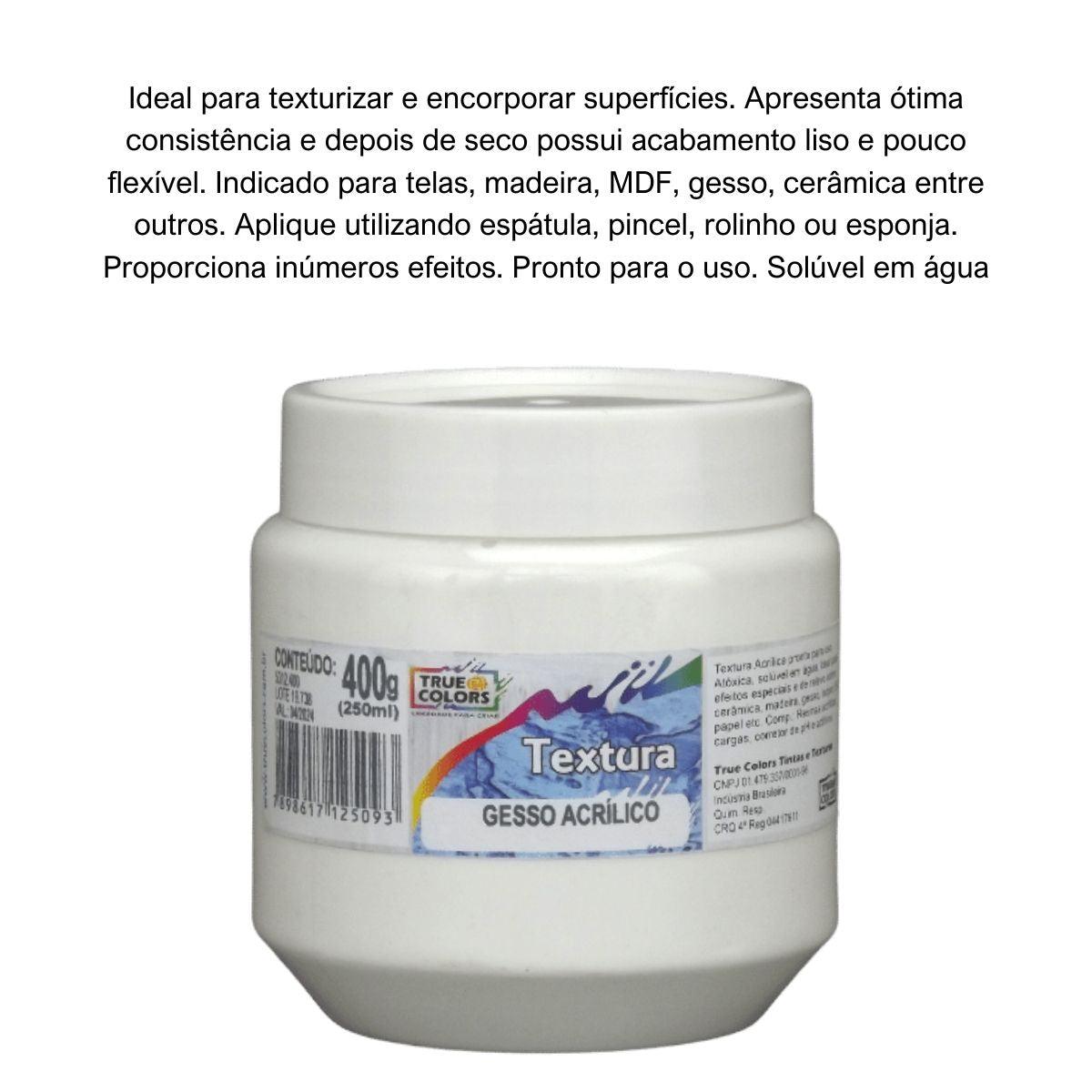 Gesso Acrílico True Colors 250ml Textura Artística - Palácio da Arte