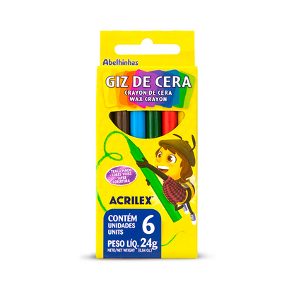 Giz de Cera Acrilex 24g 6 unidades - Palácio da Arte