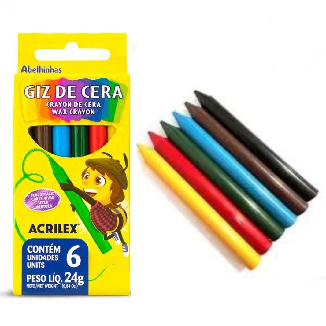 Giz de Cera Acrilex 24g 6 unidades - Palácio da Arte
