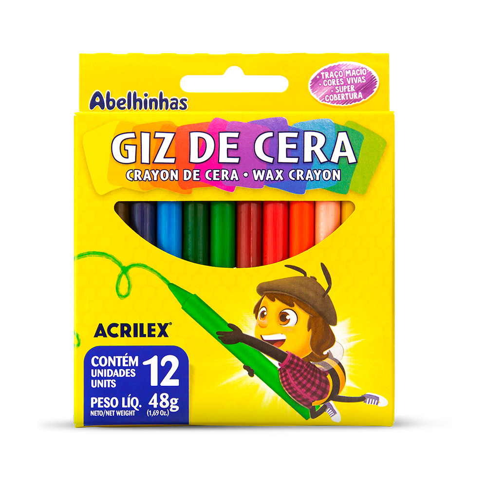 Giz de Cera Acrilex 48g com 12 unidades - Palácio da Arte
