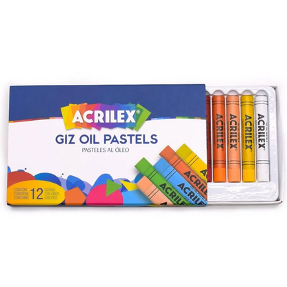 Giz Oil Pastel Acrilex 12 cores - Palácio da Arte