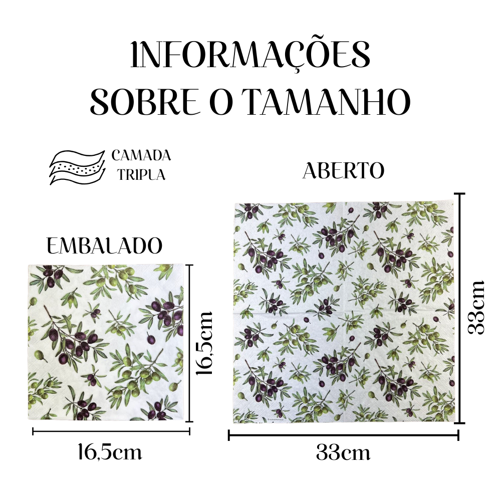Guardanapo de Papel Decoupage 33x33 Azeitonas por toda parte 13317260 - Palácio da Arte