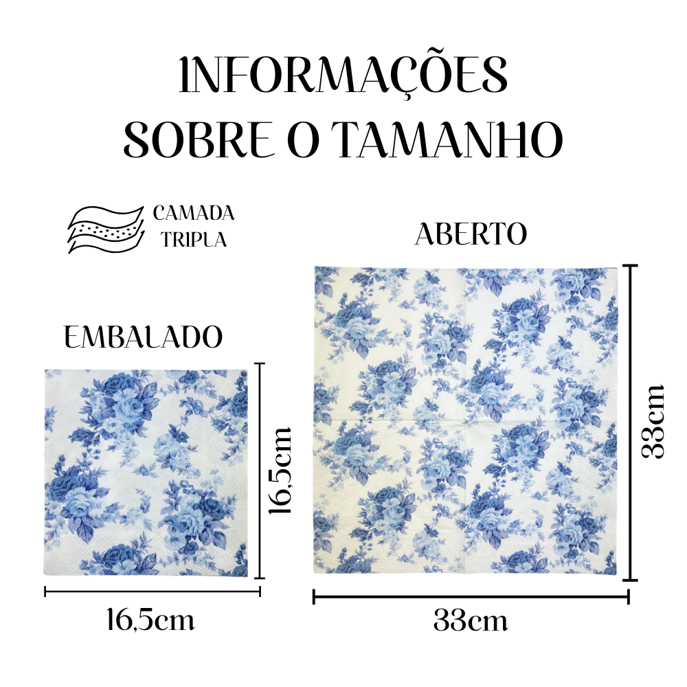 Guardanapo de Papel Decoupage 33x33 Azul Antoinette 13308456 - Palácio da Arte