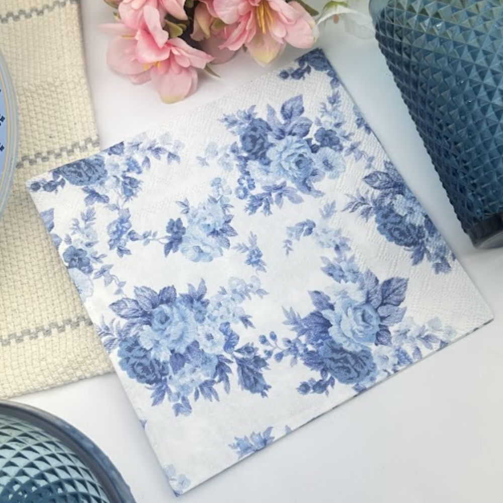 Guardanapo de Papel Decoupage 33x33 Azul Antoinette 13308456 - Palácio da Arte