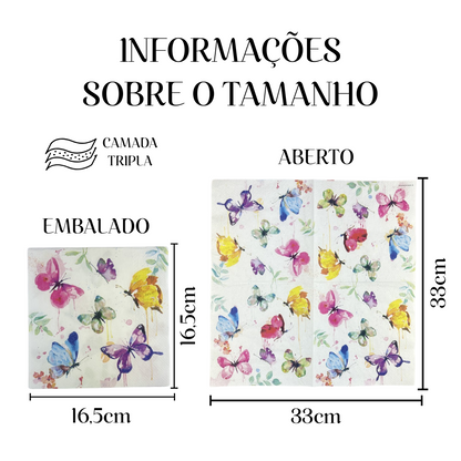 Guardanapo de Papel Decoupage 33x33 Borboletas Aquarela 13316265 - Palácio da Arte