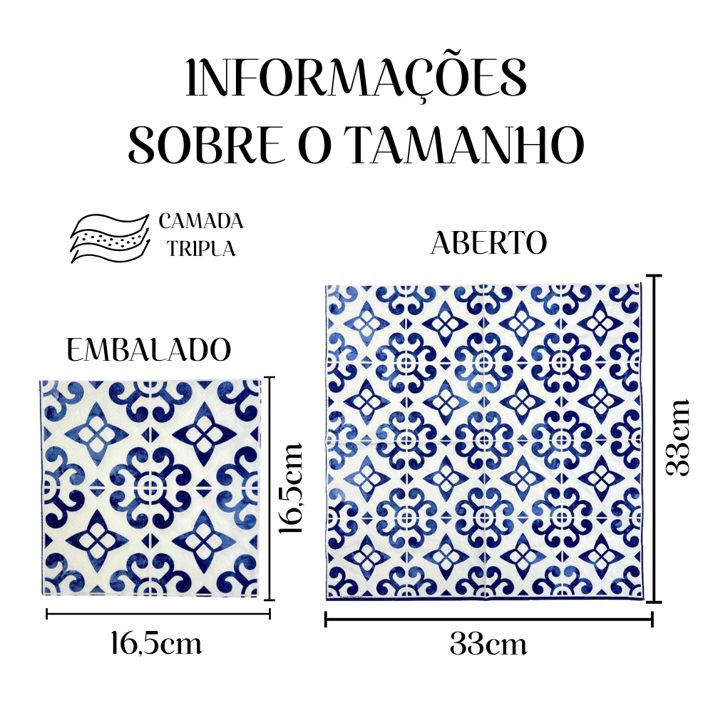 Guardanapo de Papel Decoupage 33x33 Chápeu Azul Nórdico 13315400 - Palácio da Arte