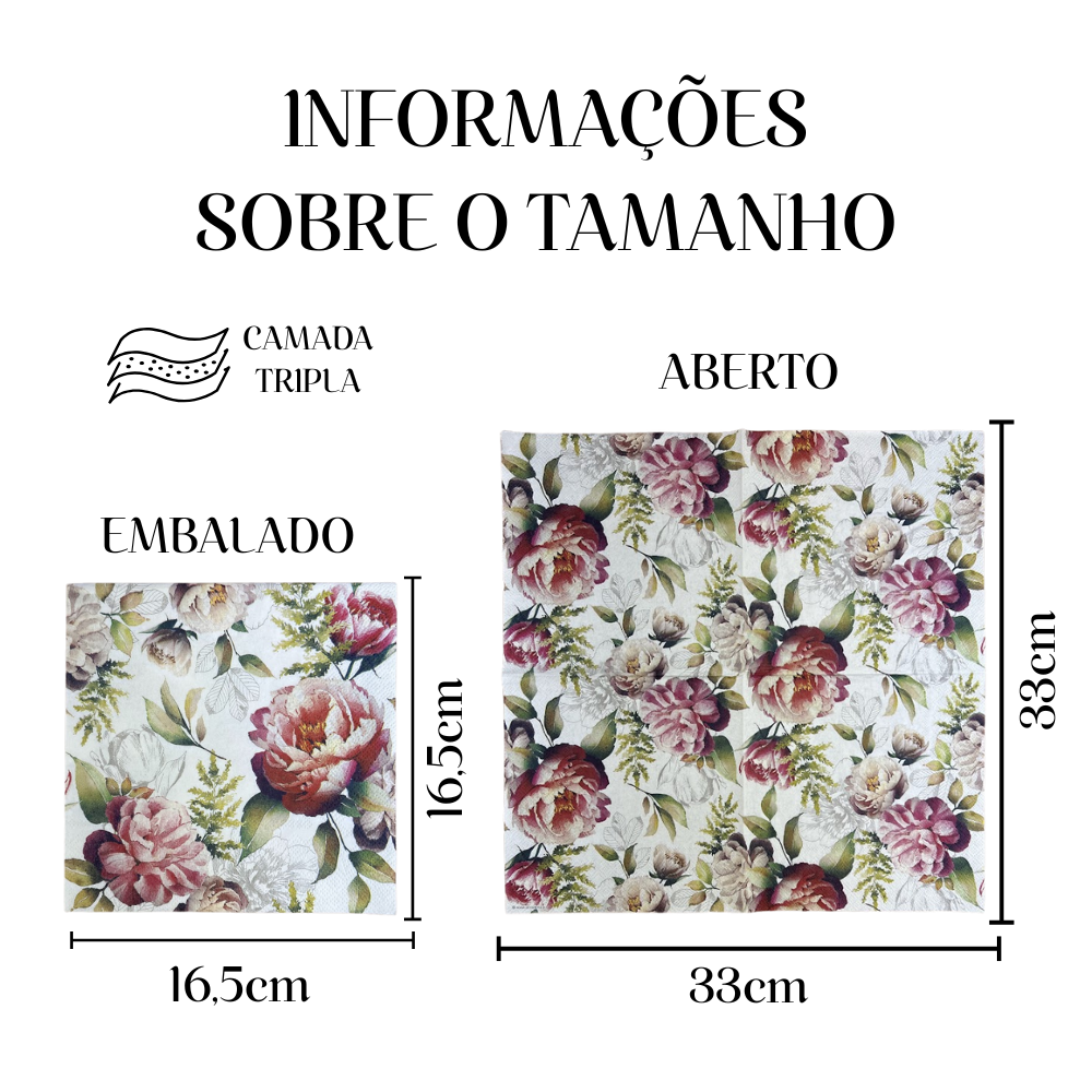Guardanapo de Papel Decoupage 33x33 Composição de Peônias 13318131 - Palácio da Arte