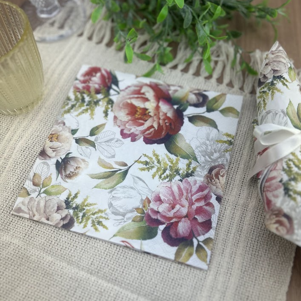 Guardanapo de Papel Decoupage 33x33 Composição de Peônias 13318131 - Palácio da Arte
