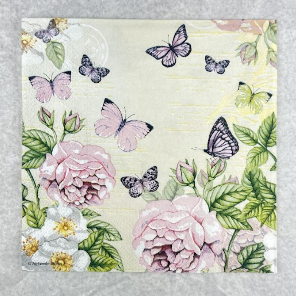 Guardanapo de Papel Decoupage 33x33 Creme Botânico 13309196 - Palácio da Arte