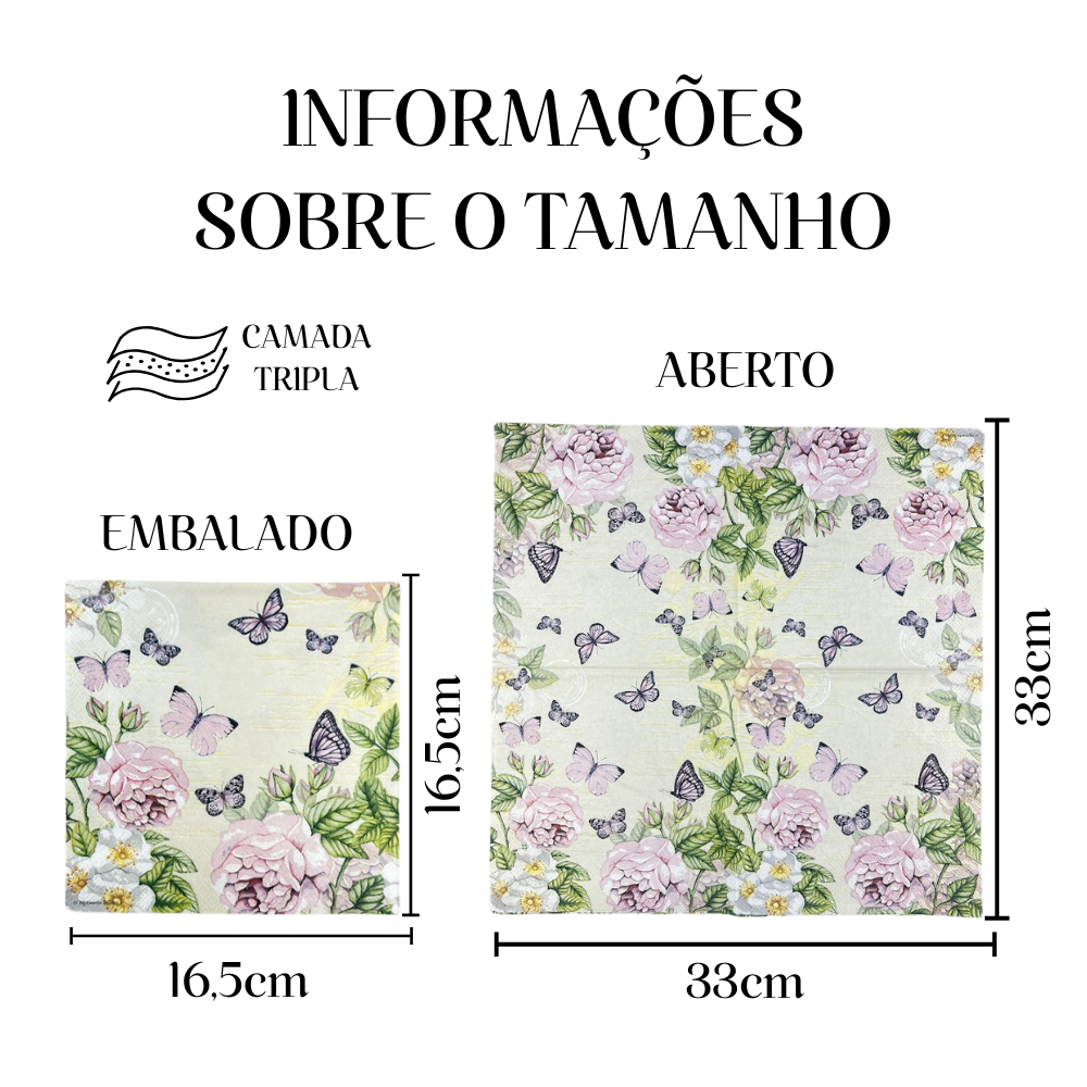Guardanapo de Papel Decoupage 33x33 Creme Botânico 13309196 - Palácio da Arte