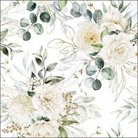 Guardanapo de Papel Decoupage 33x33 Eucalipto e Rosas 13318455 - Palácio da Arte