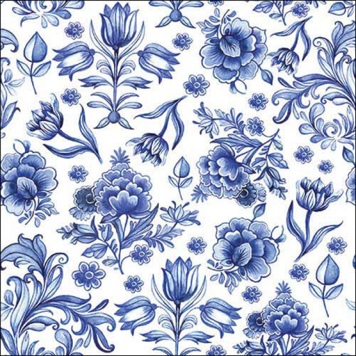 Guardanapo de Papel Decoupage 33x33 Flores Azuis Delft 13318635 - Palácio da Arte